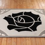 tapis art-deco, gris, noir, Rose-noire, tufté