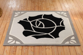 tapis art-deco, gris, noir, Rose-noire, tufté