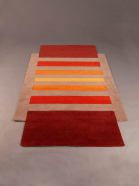 entrelacs, tapis-original, rectangle, degradé, orange, gris
