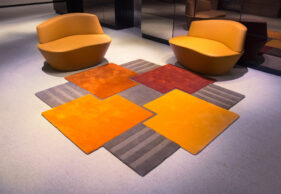 tapis l'Oréal, bureau, salon, orange