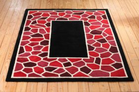 mozaic, tapis contemporain, couleur, rouge, noir