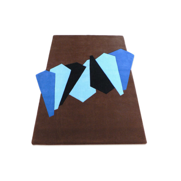 tapis géométrique forme bleu brun marron