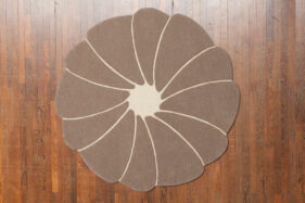 spirit-flower, tapis laine bizet, rond, beige, naturel, ethique