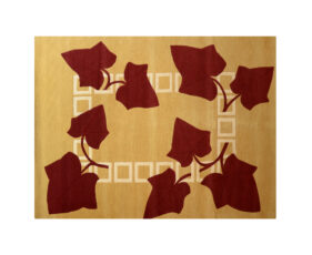tapis rectangle lierre floral jaune rouge ocre