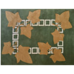 tapis floral lierre vert beige ocre