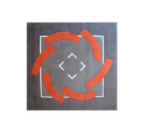 tapis carré gris rouge orange